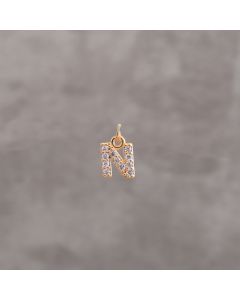 Lettre strass N 5x9mm pl.or 0.5 mic 1.95x4=7.8€
