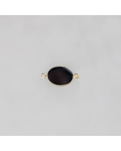 Flat ovale onyx 11x14mm connecteur/pl.or 1 mic