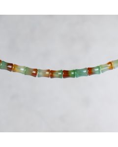 Agate green/orange tube bambou 7x12mm