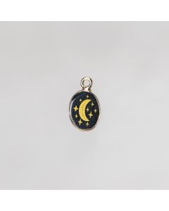 Agate noire lune pendentif doré 10x13mm 