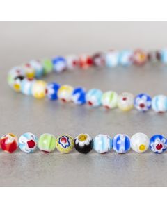 Perle verre Santorin eye flower mixed color 6mm