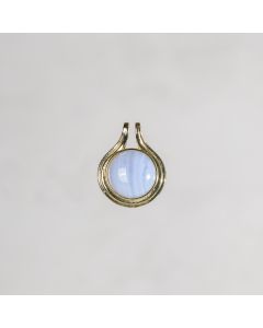 Calcédoine bleue Afrique pendentif doré 20mm