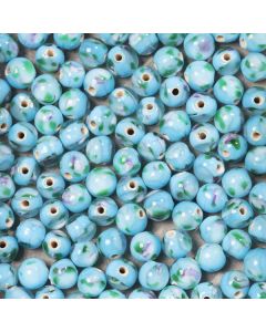 P.verre turquoise 6mm le sachet (100 pcs env)
